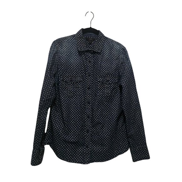 J.Crew Dark Denim Star Print Button-Down Shirt - Women's Long Slee - Picture 1 of 6